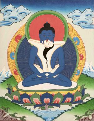 Samantabhadra Yab Yum Buddha Tibetan Buddhist Thangka | Art Painting for Meditation, Good Luck, Wealth & Success